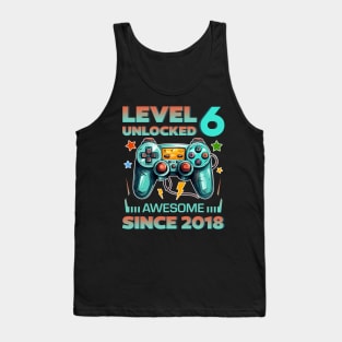 Level 6 Unlocked Awesome Since 2018 6th b-day Gift For Boys Kids Toddlers Tank Top